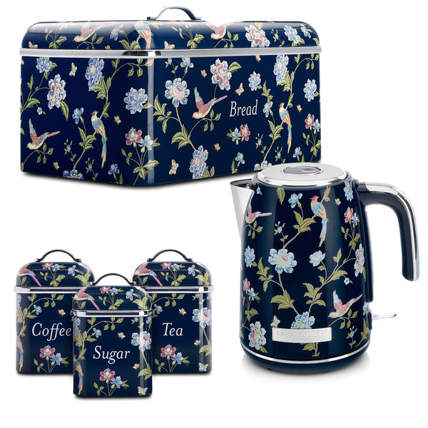 Laura Ashley Jug Kettle, Breadbin and 3 Canister Bundle