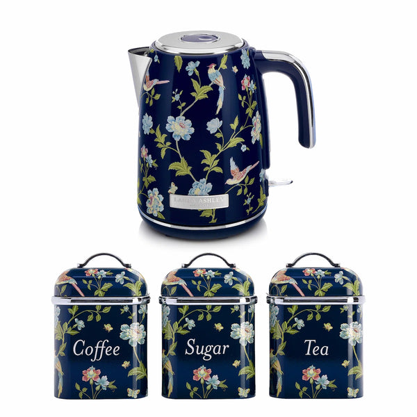 VQ x Laura Ashley Jug Kettle and 3 Tin Canister Bundle Set