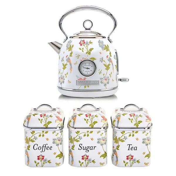 VQ x Laura Ashley Dome Kettle and 3 Tin Canister Bundle Set