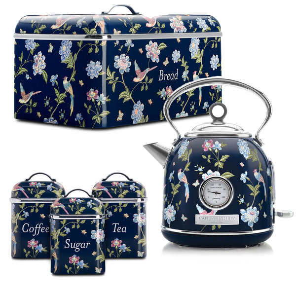Laura Ashley Dome Kettle, Breadbin and 3 Canister Bundle