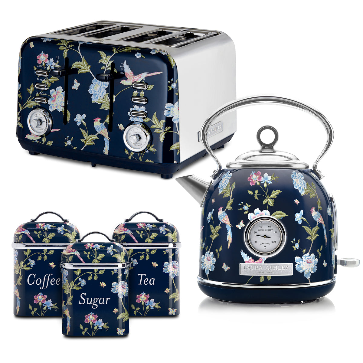 1.7L Dome Kettle & 4-Slice Toaster with Canister Set – Laura Ashley