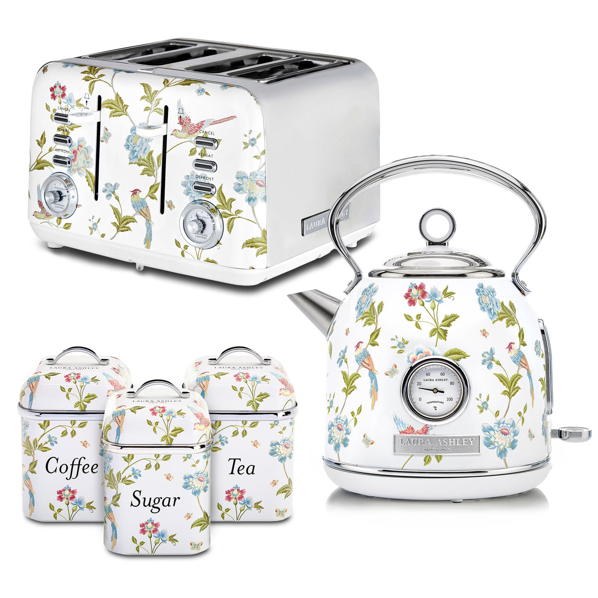 1.7L Dome Kettle & 4-Slice Toaster with Canister Set – Laura Ashley
