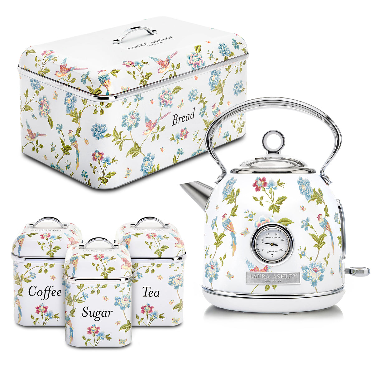 VQ x Laura Ashley Dome Kettle, Breadbin and 3 Canister Bundle
