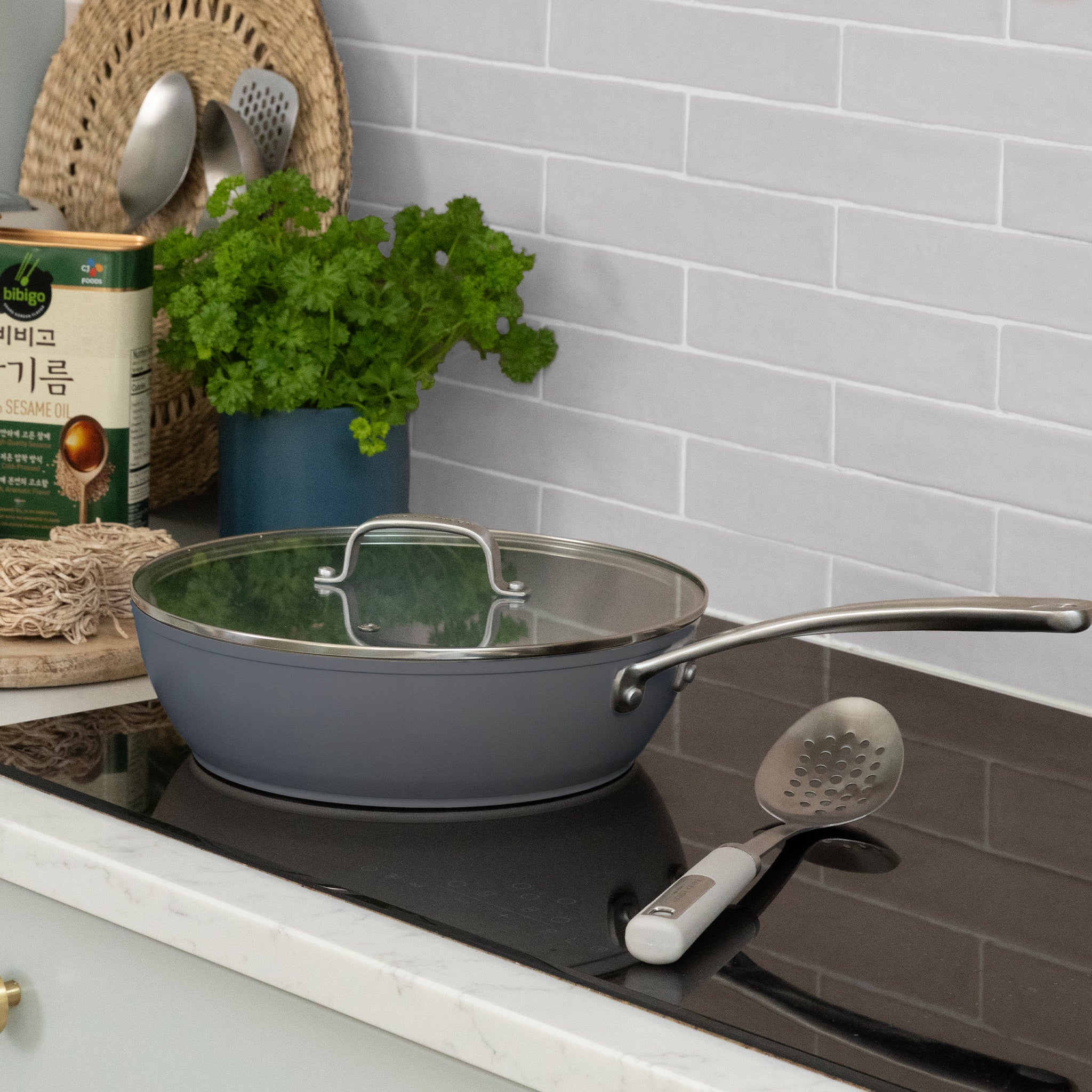 Laura Ashley 28 CM Deep Frying Sauté Pan with Lid