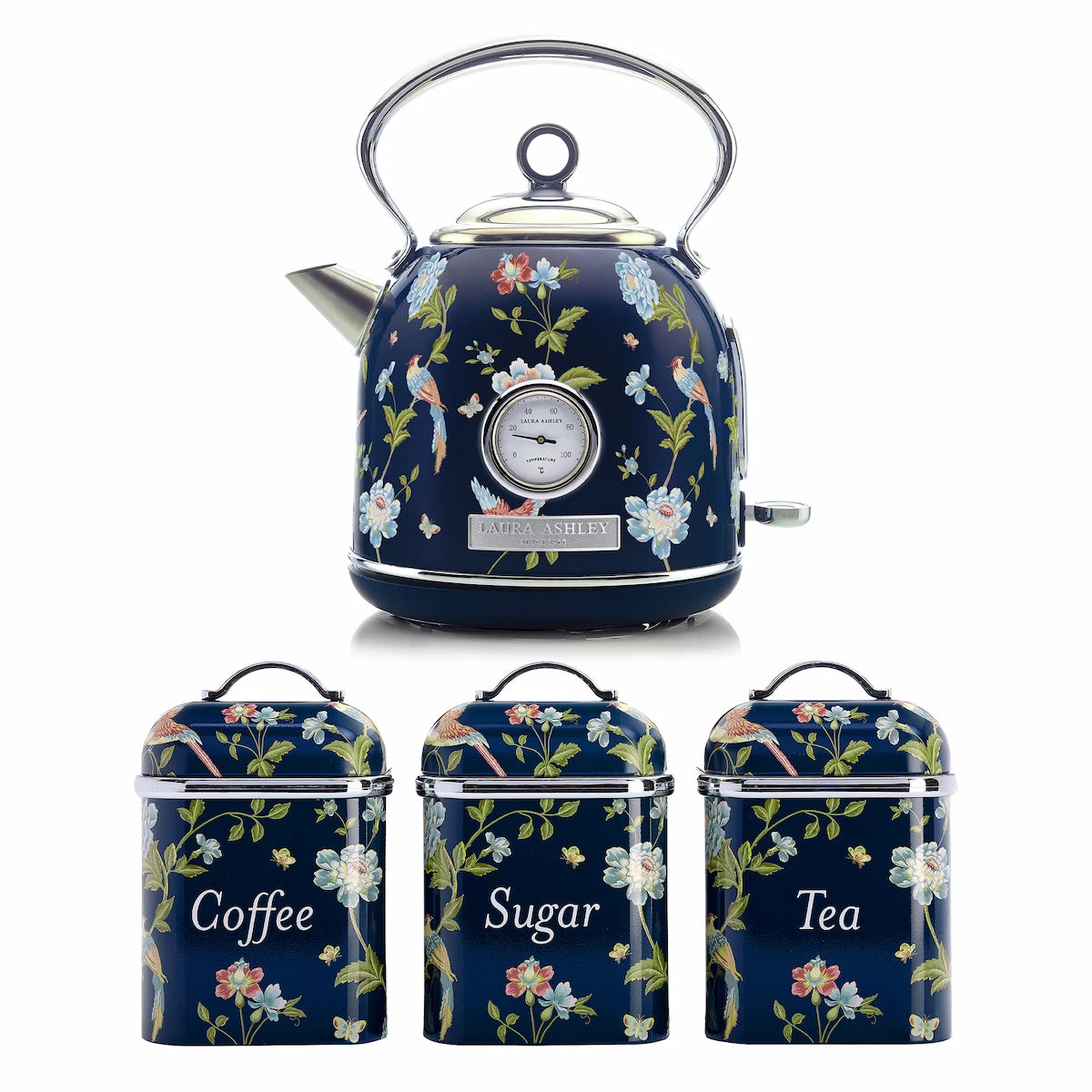 VQ x Laura Ashley Dome Kettle and 3 Tin Canister Bundle Set
