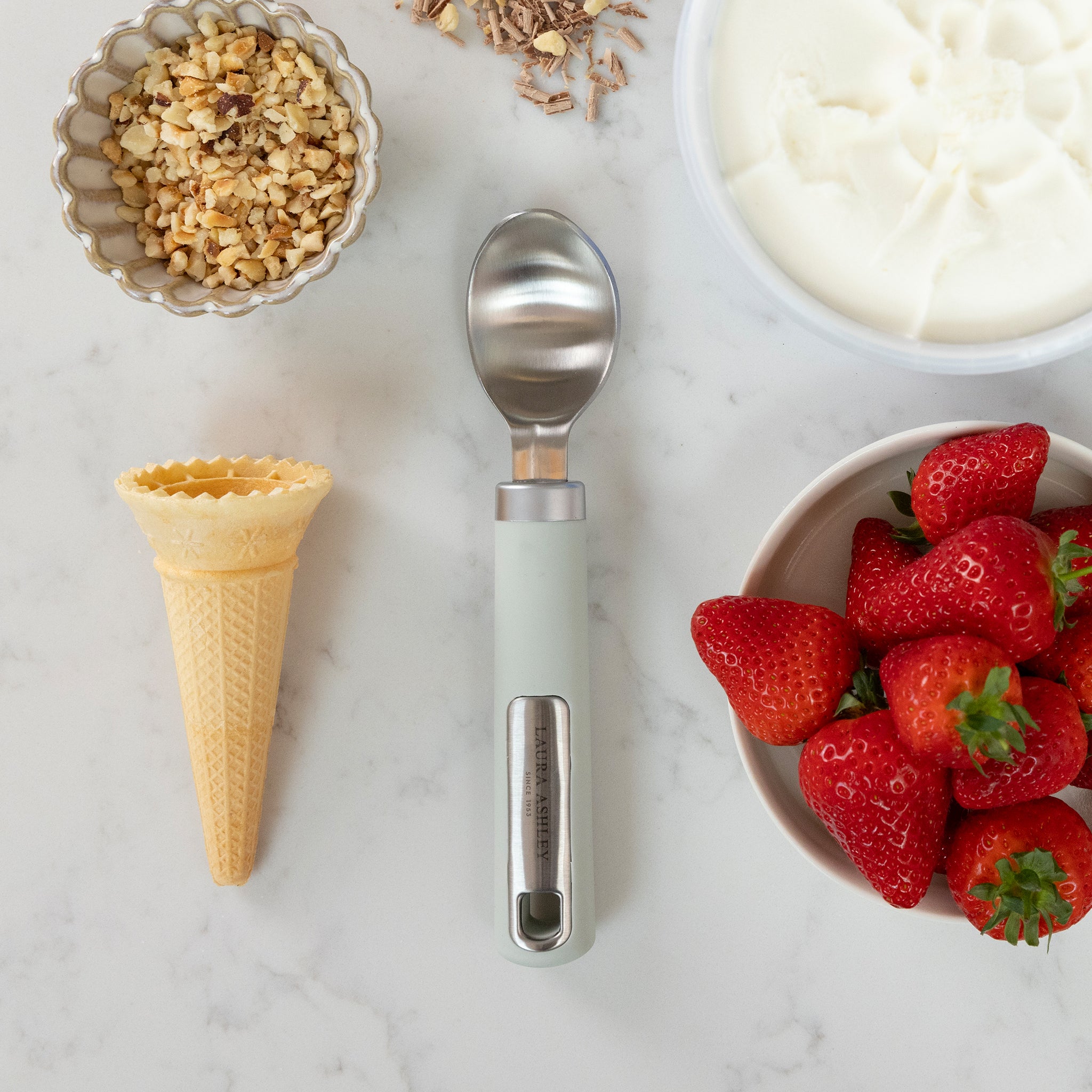 Laura Ashley Stainless Steel Ice Cream Spoon with Soft Touch Handle