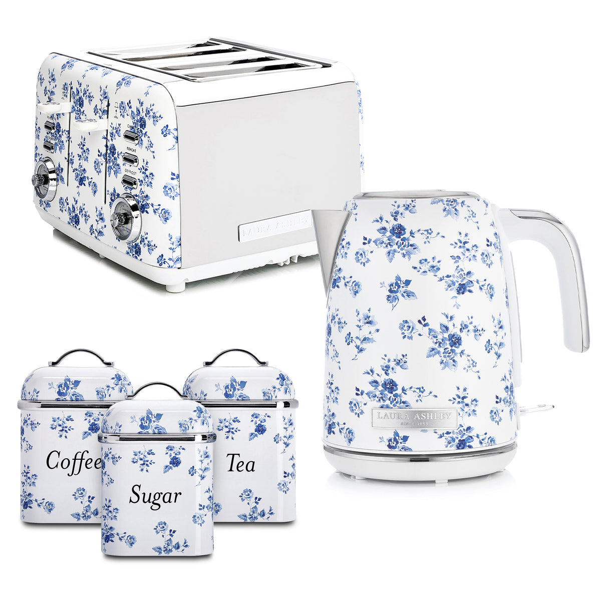 1.7L Jug Kettle & 4-Slice Toaster with Canister Set – Laura Ashley