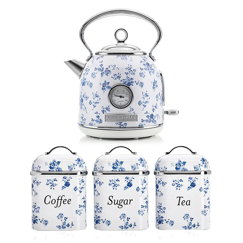 VQ x Laura Ashley Dome Kettle and 3 Tin Canister Bundle Set