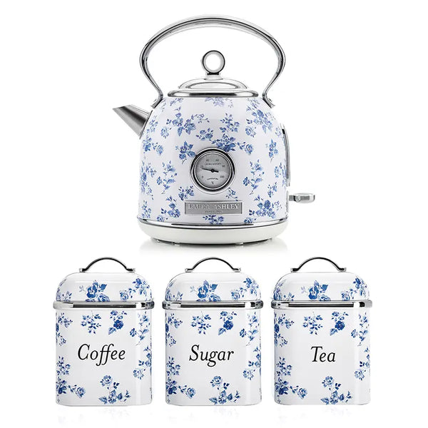 VQ x Laura Ashley Dome Kettle and 3 Tin Canister Bundle Set