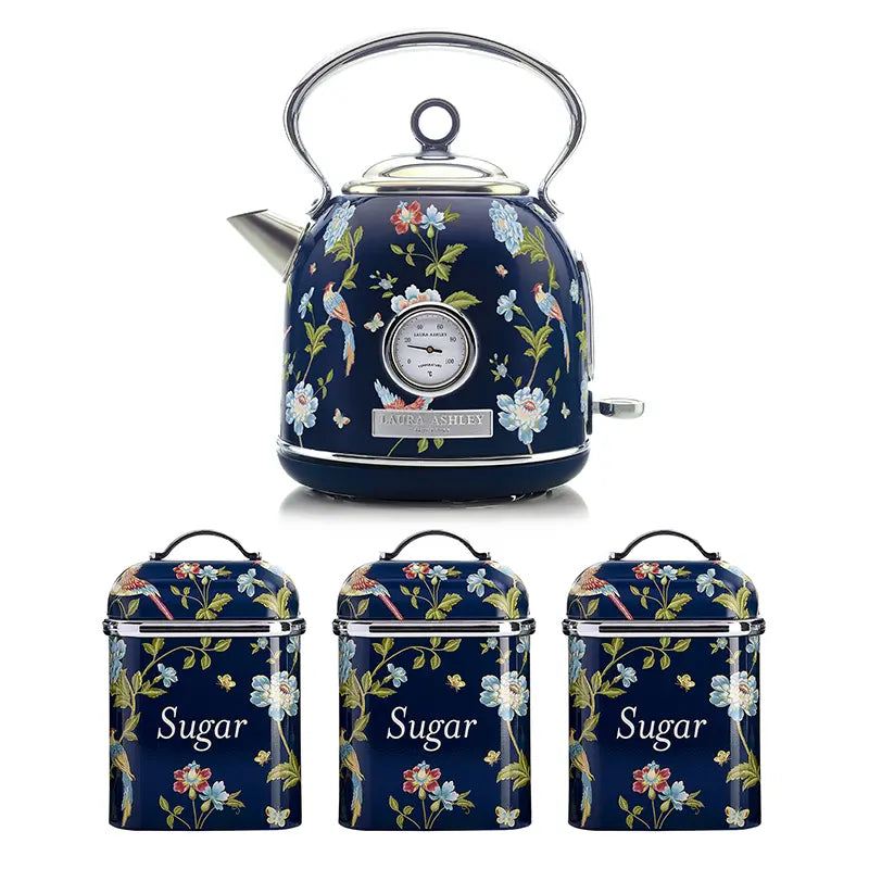 VQ x Laura Ashley Dome Kettle and 3 Tin Canister Bundle Set