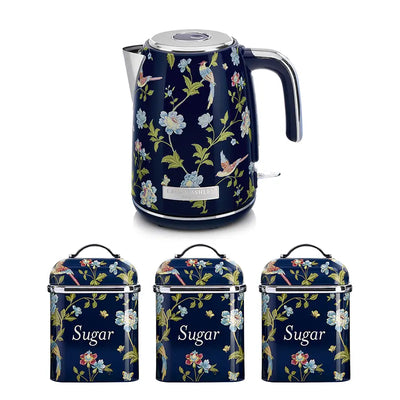 VQ x Laura Ashley Jug Kettle and 3 Tin Canister Bundle Set