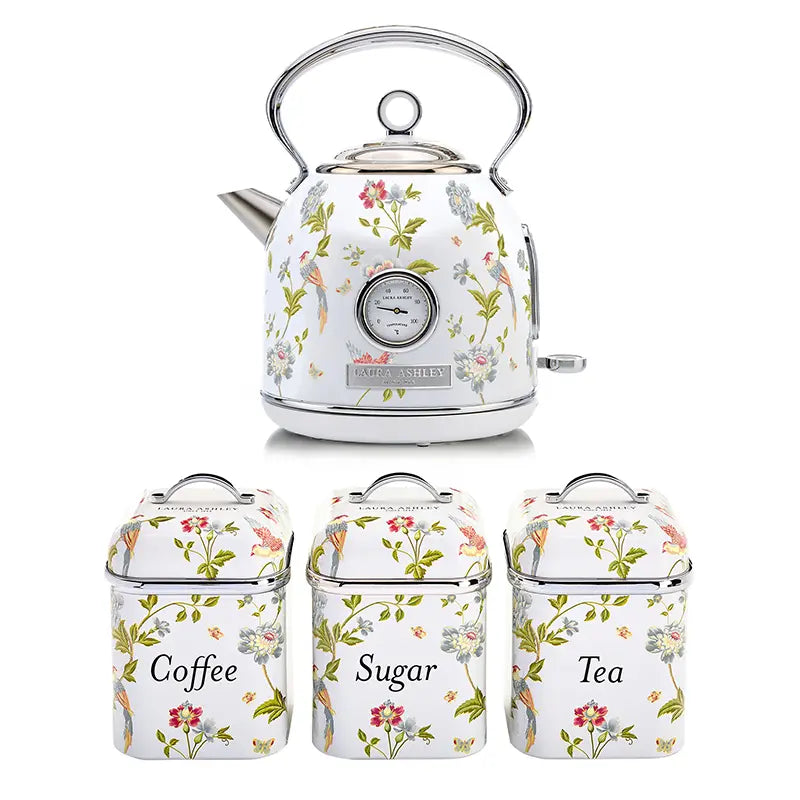 VQ x Laura Ashley Dome Kettle and 3 Tin Canister Bundle Set