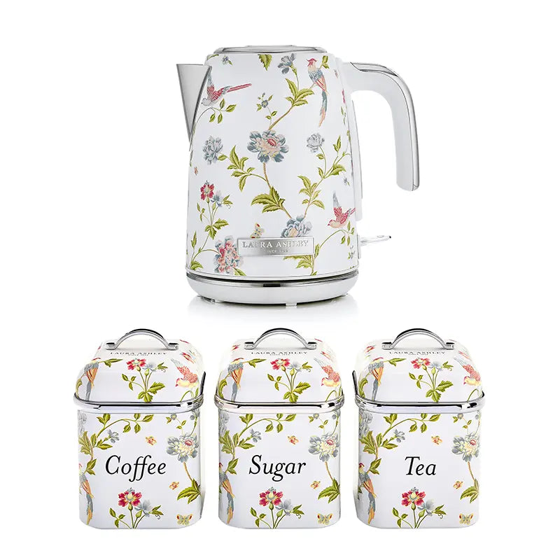 VQ x Laura Ashley Jug Kettle and 3 Tin Canister Bundle Set
