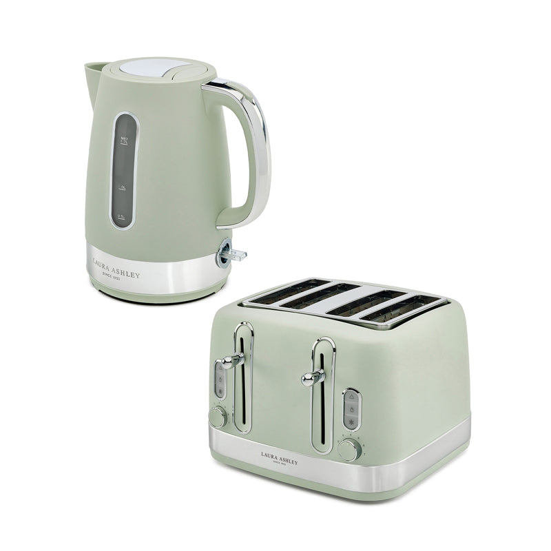 1.7L Jug Kettle & 4-Slice Toaster Bundle – Laura Ashley Solid Color Range