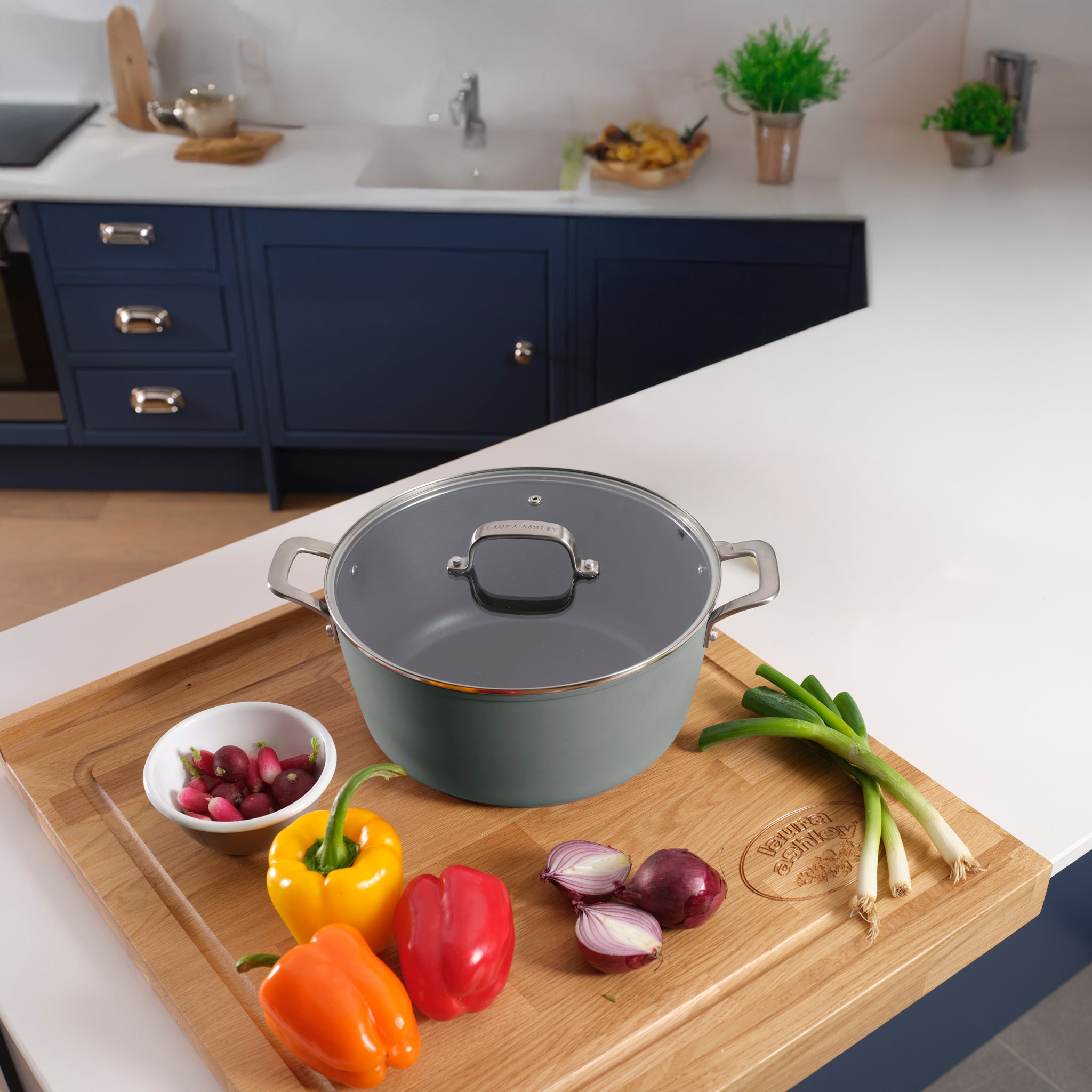 Laura Ashley 28 cm Casserole Pot with Glass Lid