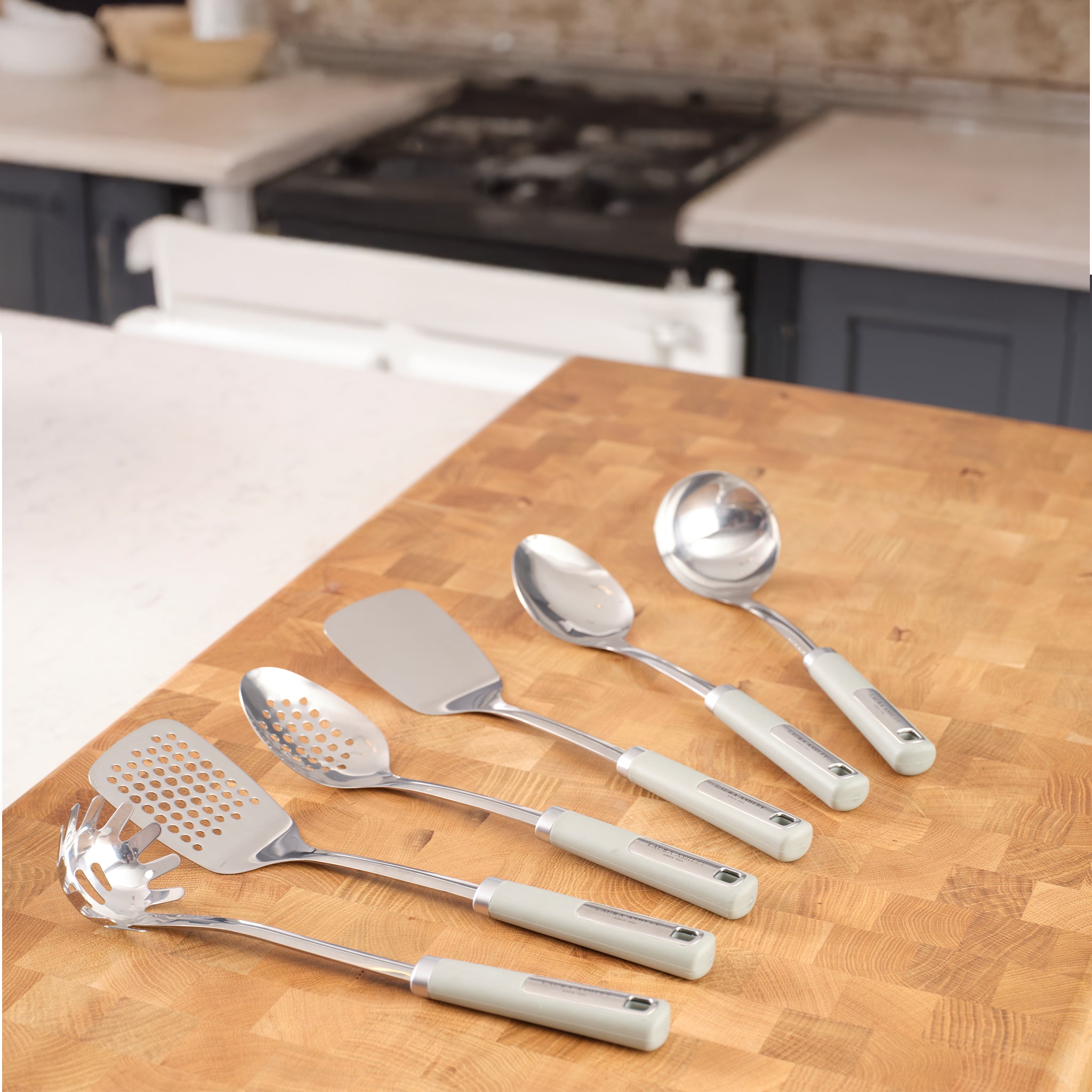 Laura Ashley Stainless Steel Slotted Turner with Soft Touch Handle