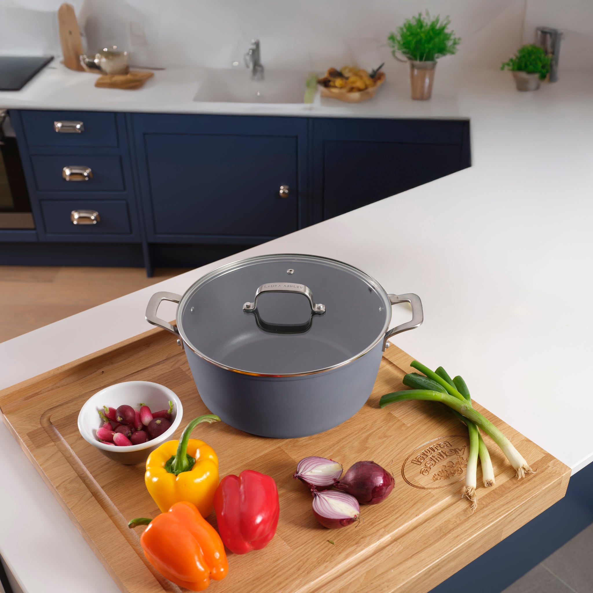 Laura Ashley 28 cm Casserole Pot with Glass Lid
