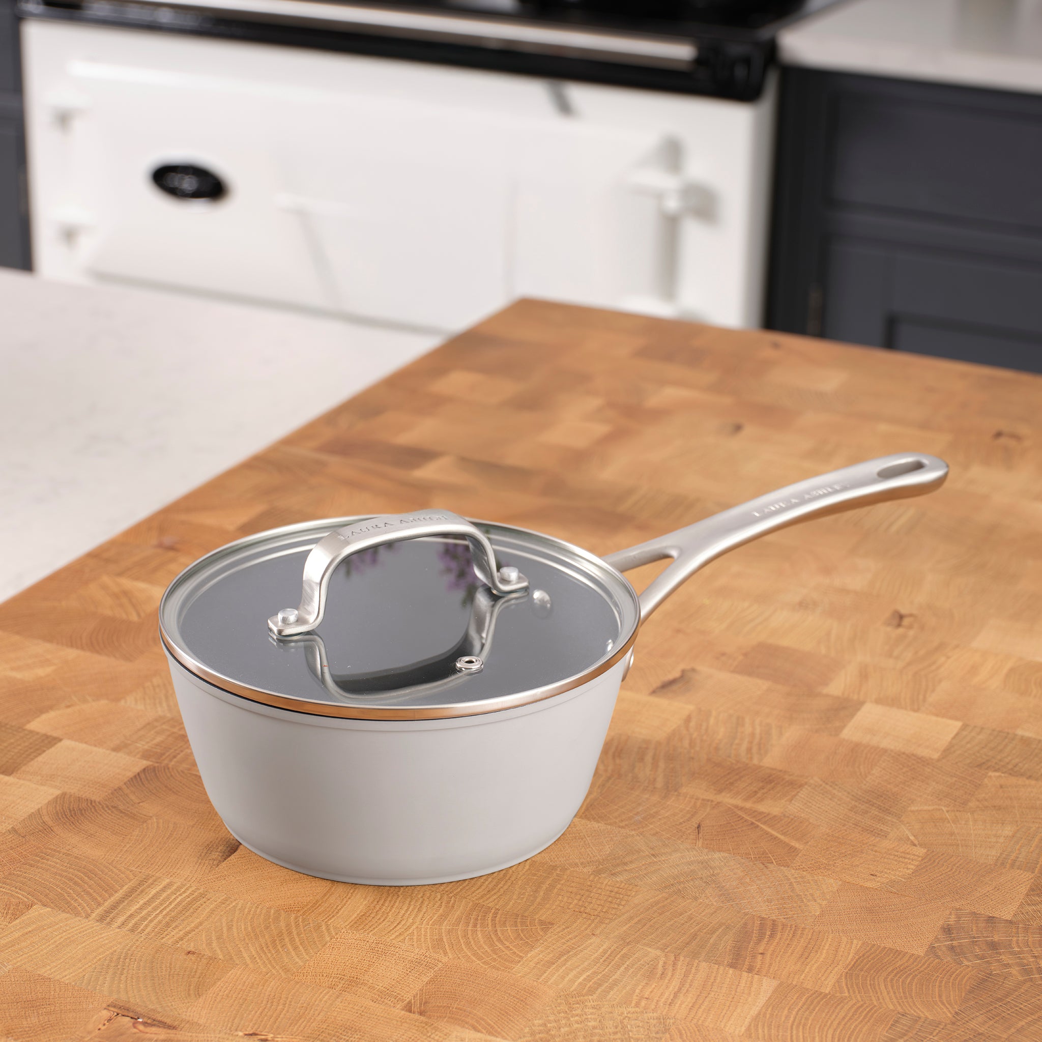 Laura Ashley Non-Stick 16/18/20cm Saucepan with Lid